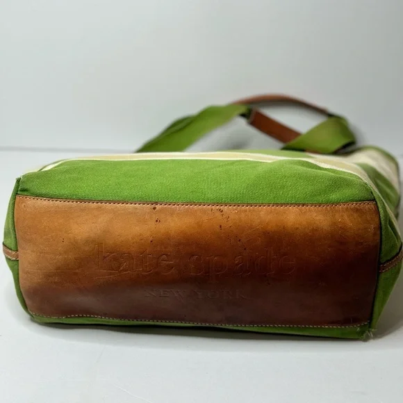Kate Spade Green and Cream Striped Tote - Picture 9 of 11